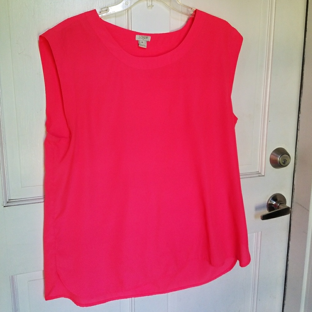 J Crew hot pink sleeveless tunic blouse
