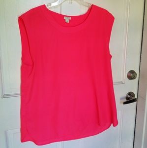 J Crew hot pink sleeveless tunic blouse