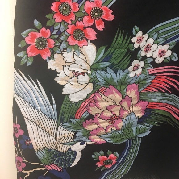 Ornate black floral shift dress with birds - Picture 3 of 4