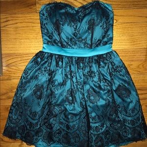 Teal strapless modcloth dress