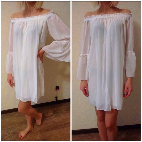 Loose Sexy Summer Off Shoulder Dress Swim Coverup - Picture 5 of 8