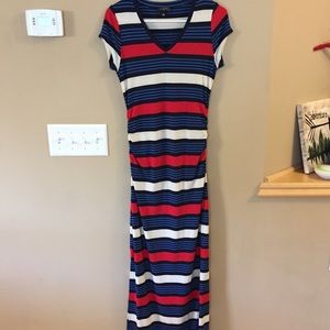 The Limited striped ruched maxi dress, small