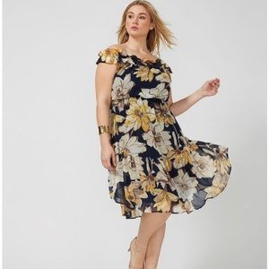 ⭐️ Gorgeous, on/off shoulder midi dress. NWT