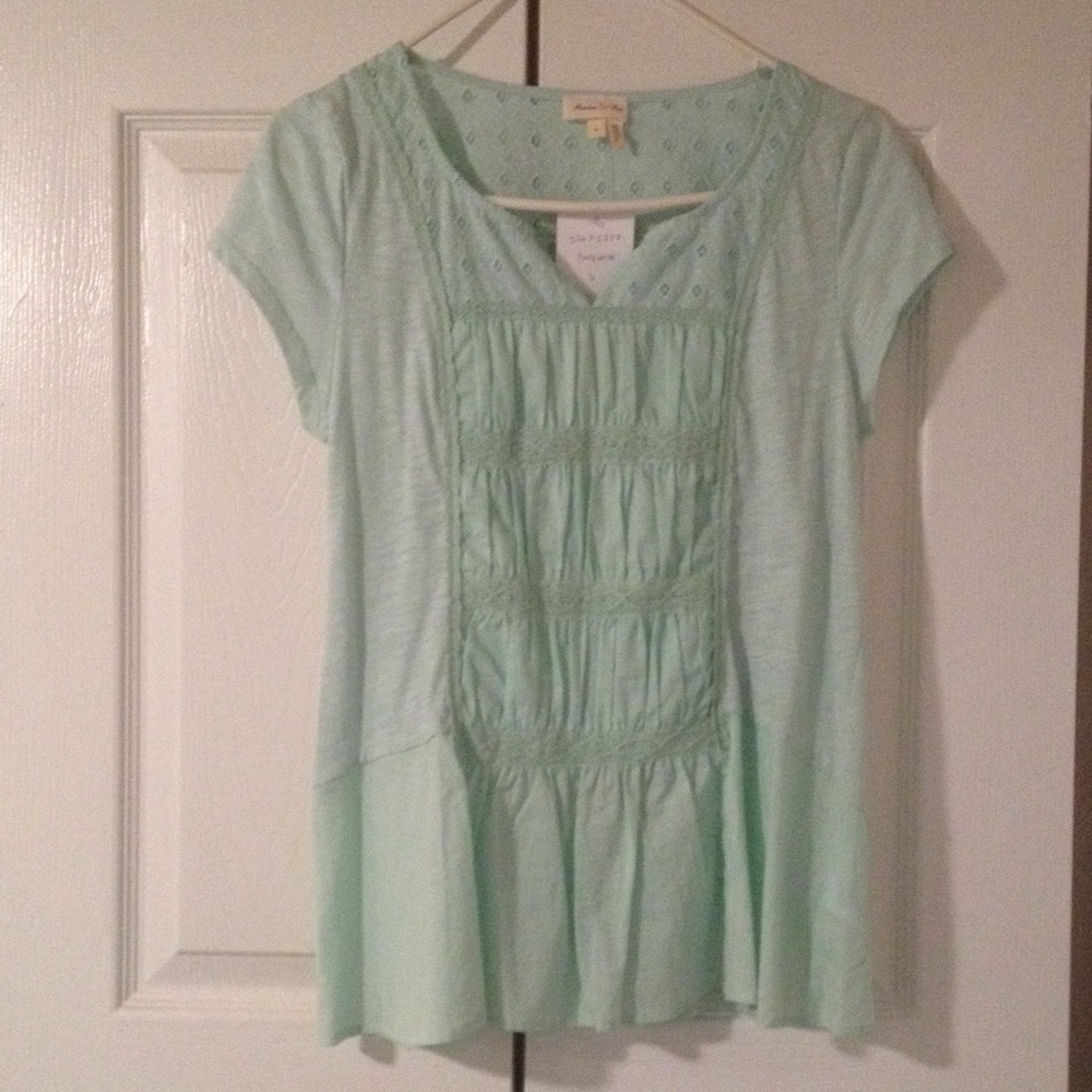 Mint green top from Anthropologie