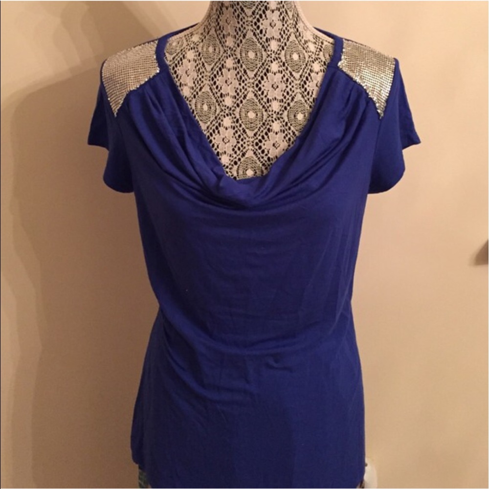 Cobalt blue top with silver accents