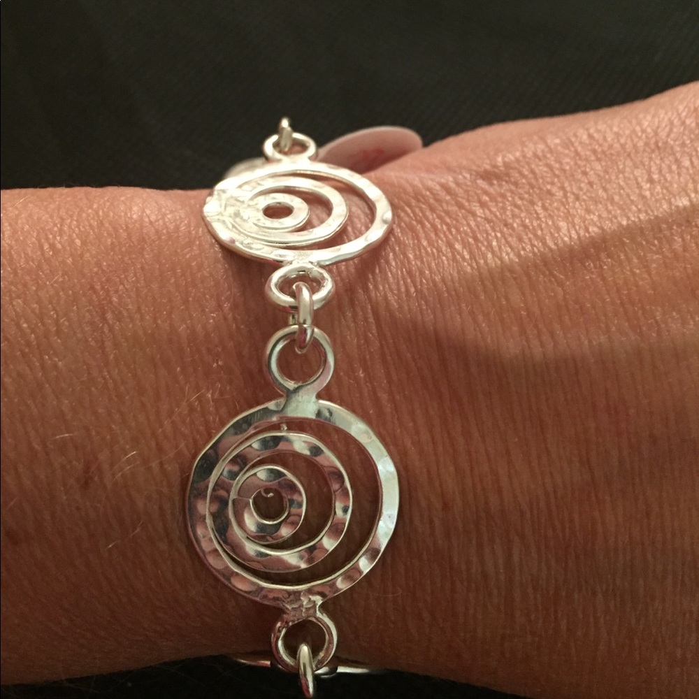 Sterling Silver round Scroll Toggle Bracelet