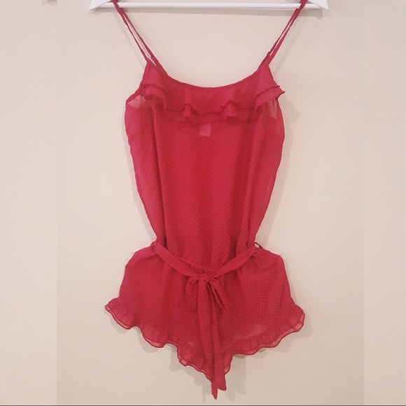 ❌SOLD❌Dotted Ruffled PJ Romper - Picture 2 of 2