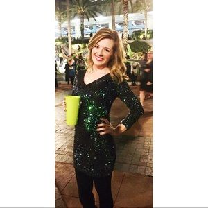Green sequin dress