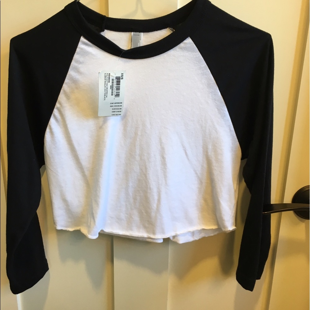 american apparel black/white baseball tee (NWT)