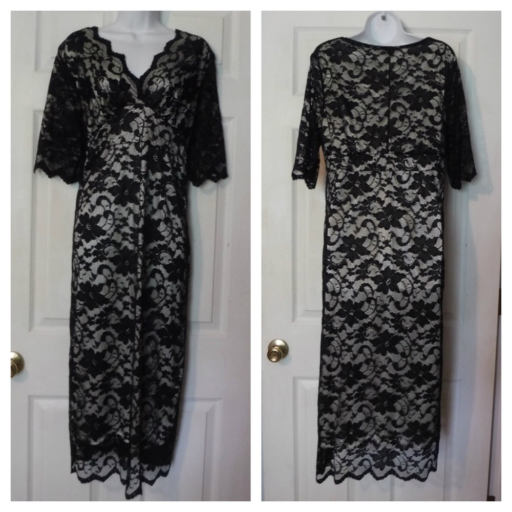 Black lace dress with built-in slip