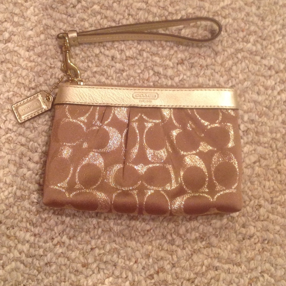 SOLD! Coach Gold Wristlet NWOT
