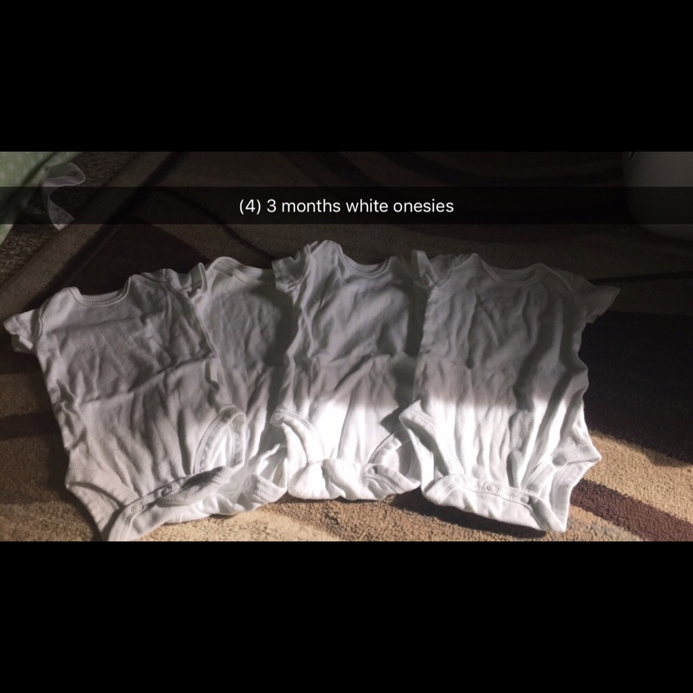 (11) White Onesies Sizes 3-6 Months.