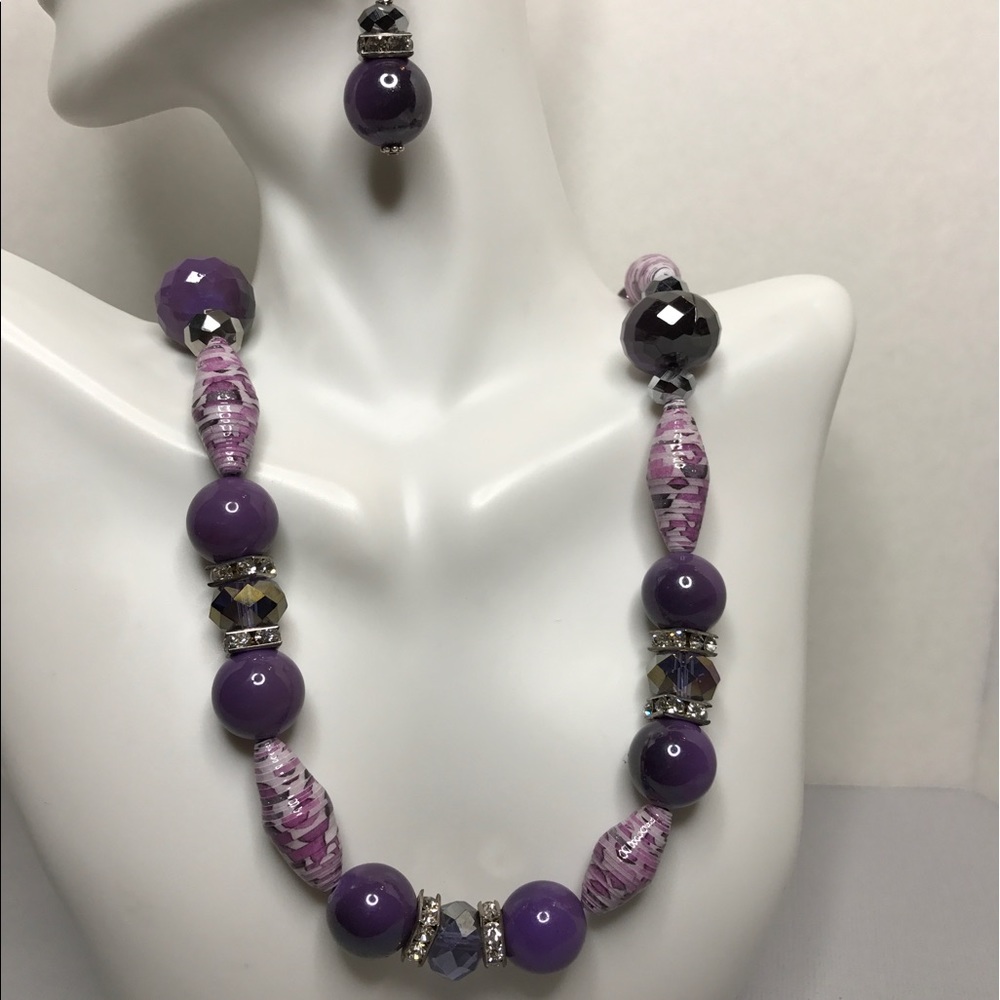 Paper Bead Necklace Set