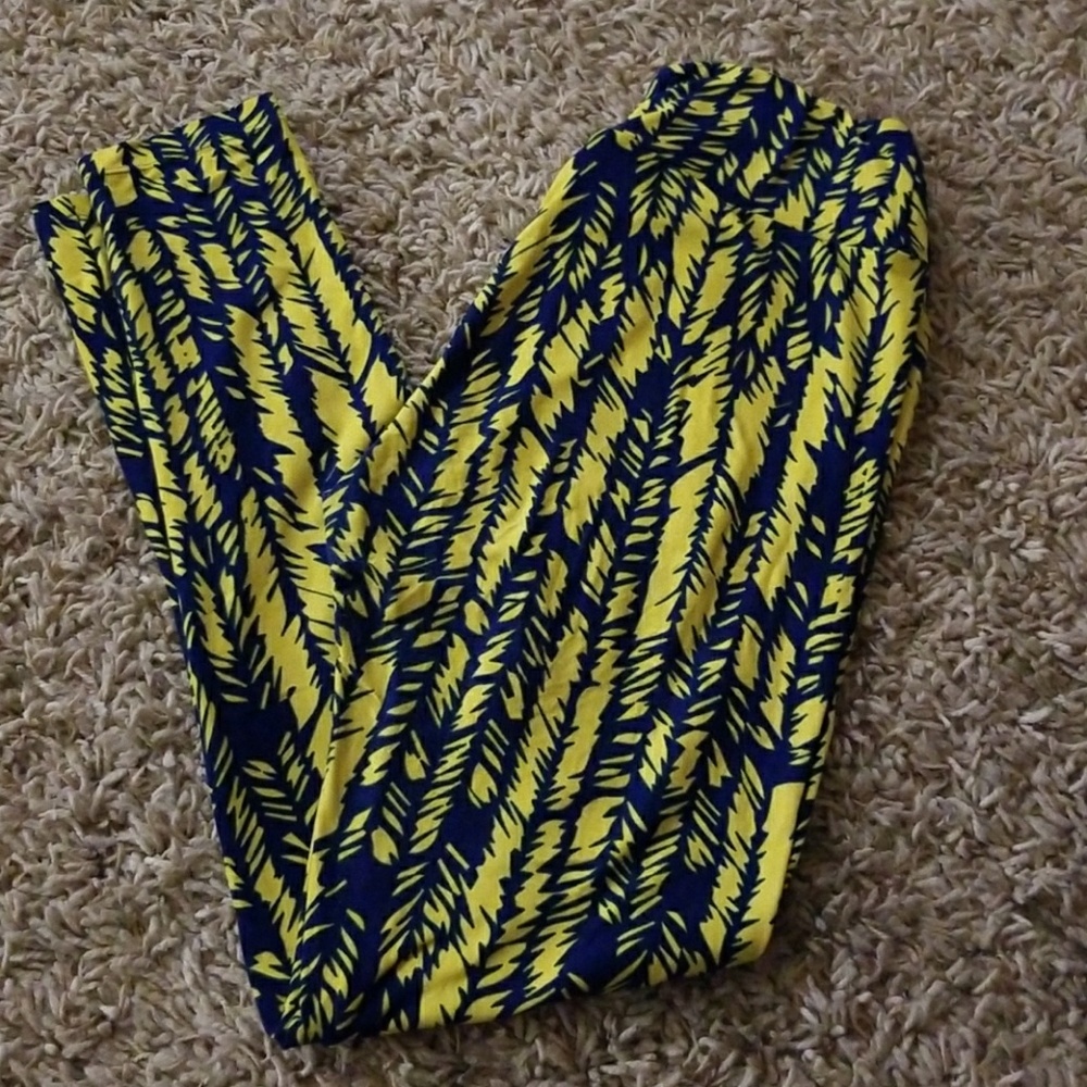 Lularoe leggings blue yellow OS