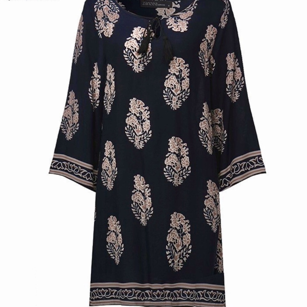 Elegant Retro 3/4 Sleeve Mini Tunic Loose Dress - Picture 6 of 8