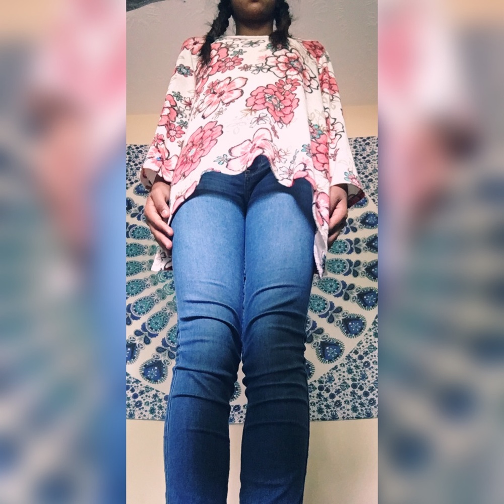 Floral off shoulder sweater