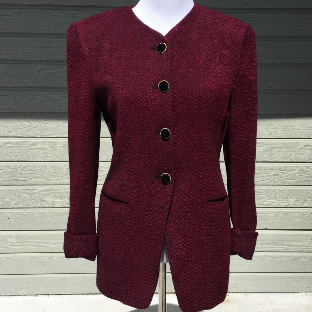 Jones NY Wine Maroon Chevron Blazer