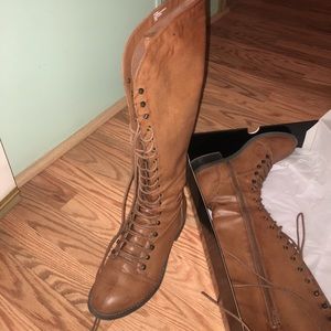 Torrid Knee high lace up boots- wide calve