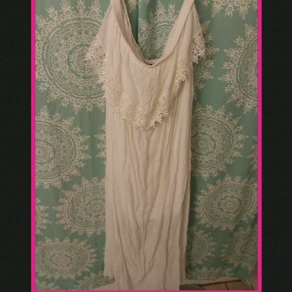 Strapless white maxi dress