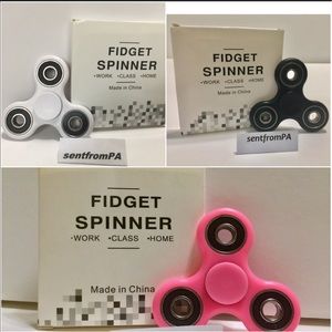 THREE Fidget Spinners PINK BLACK WHITE EDC ADHD