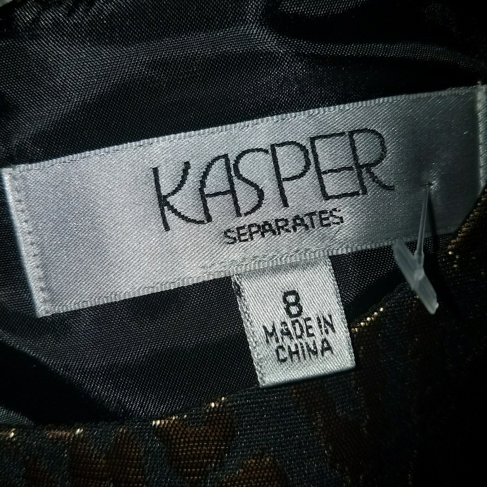 Kasper Size 8 Gold & Black Jeweled Textured Dress - Picture 6 of 6