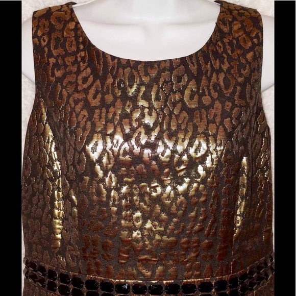 Kasper Size 8 Gold & Black Jeweled Textured Dress - Picture 2 of 6