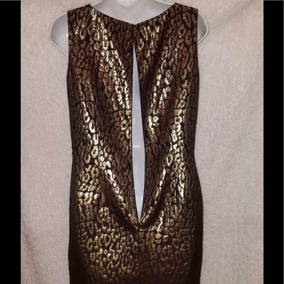 Kasper Size 8 Gold & Black Jeweled Textured Dress - Picture 4 of 6