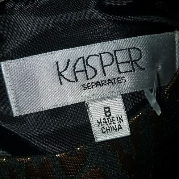 Kasper Size 8 Gold & Black Jeweled Textured Dress - Picture 6 of 6