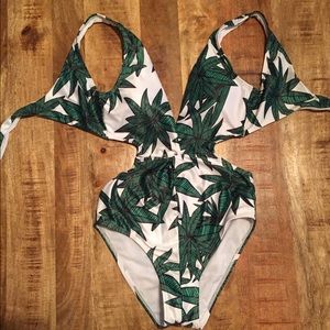 One piece palm tree swimsuit