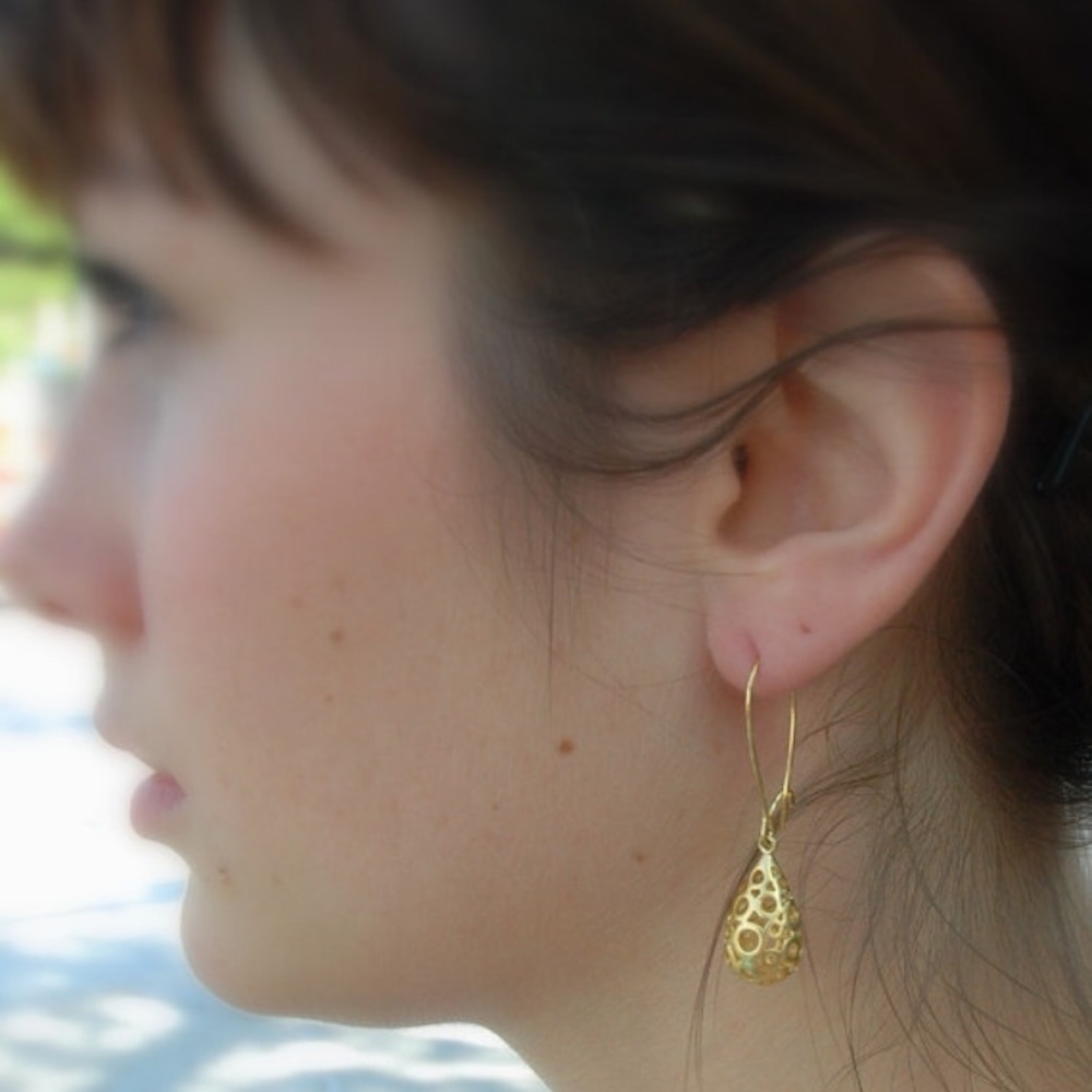 Modern Gold Bauble Drop Earrings