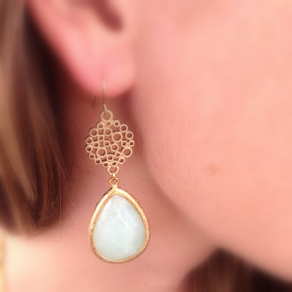 Stone Drop Bubble Earrings