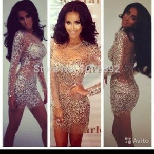 Beaded Bodycon Mini Dress