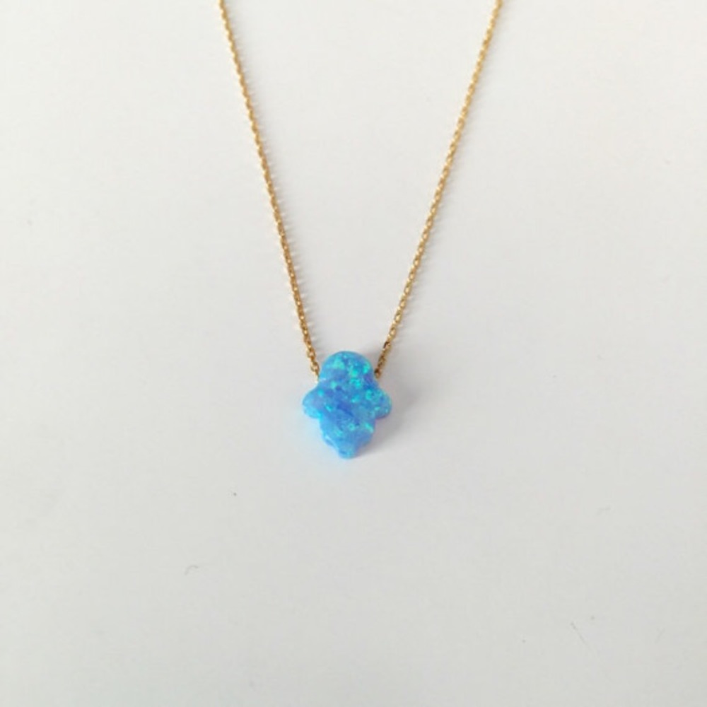 Blue Opal Hamsa Necklace
