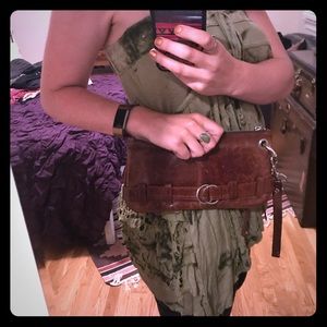 Latico Brown Leather Wristlet Clutch