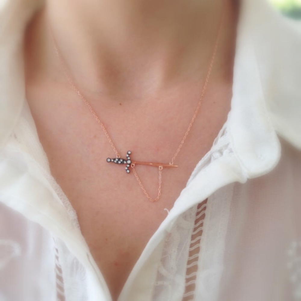 Rose gold Sword Necklace