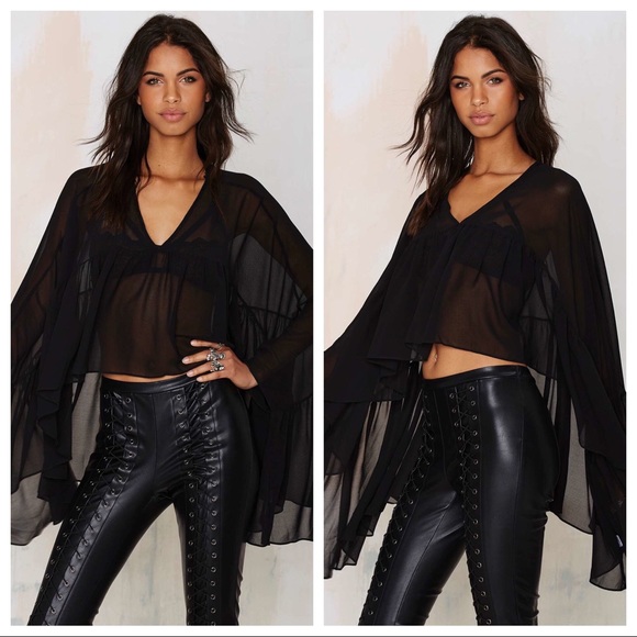 Nasty Gal Sweaters - ✨BNWT✨ NASTY GAL Sheer Hi Low Top
