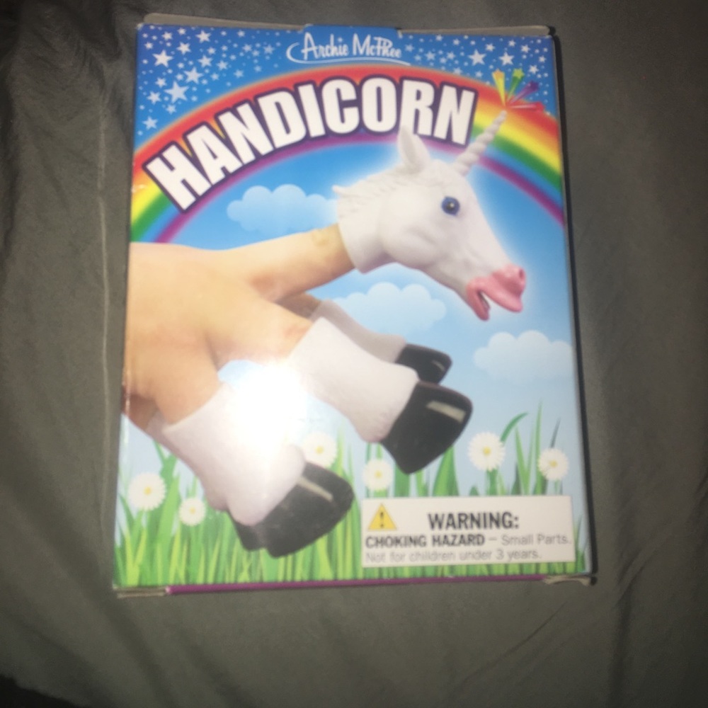 Unicorn puppet finger made out of rubber