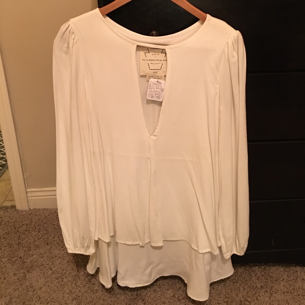 Free People White Long Sleeve Dress
