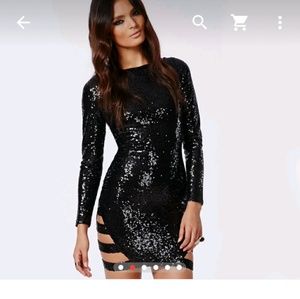 Bkack Sequins Bodycon Dress with cut out sides XXL