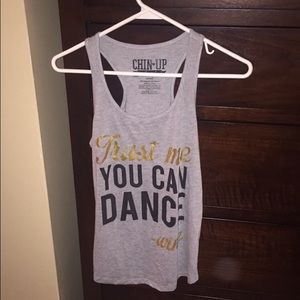 "Trust Me You Can Dance" - Wine graphic racer tank