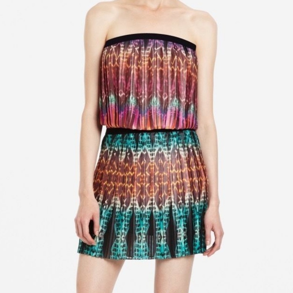 BCBG Taja Pleated Strapless Mini Dress