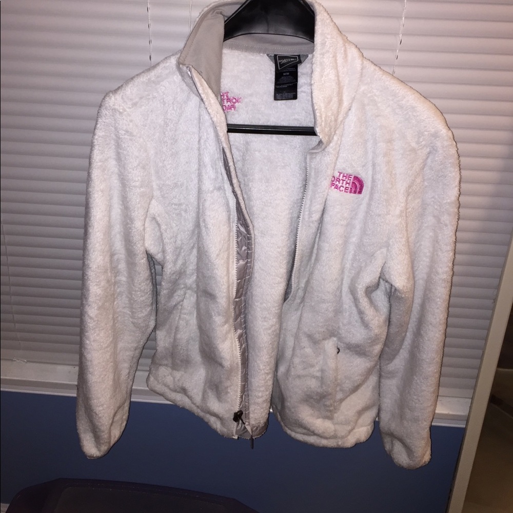 White and pink north face
