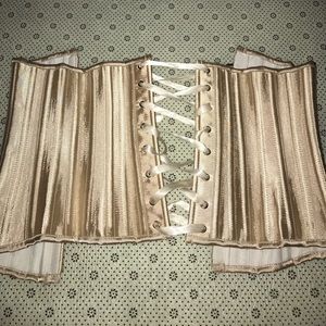 Steel boned corset nude small