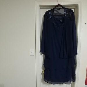 Women's Plus-Size Chiffon Rhinestone Jacket Dress