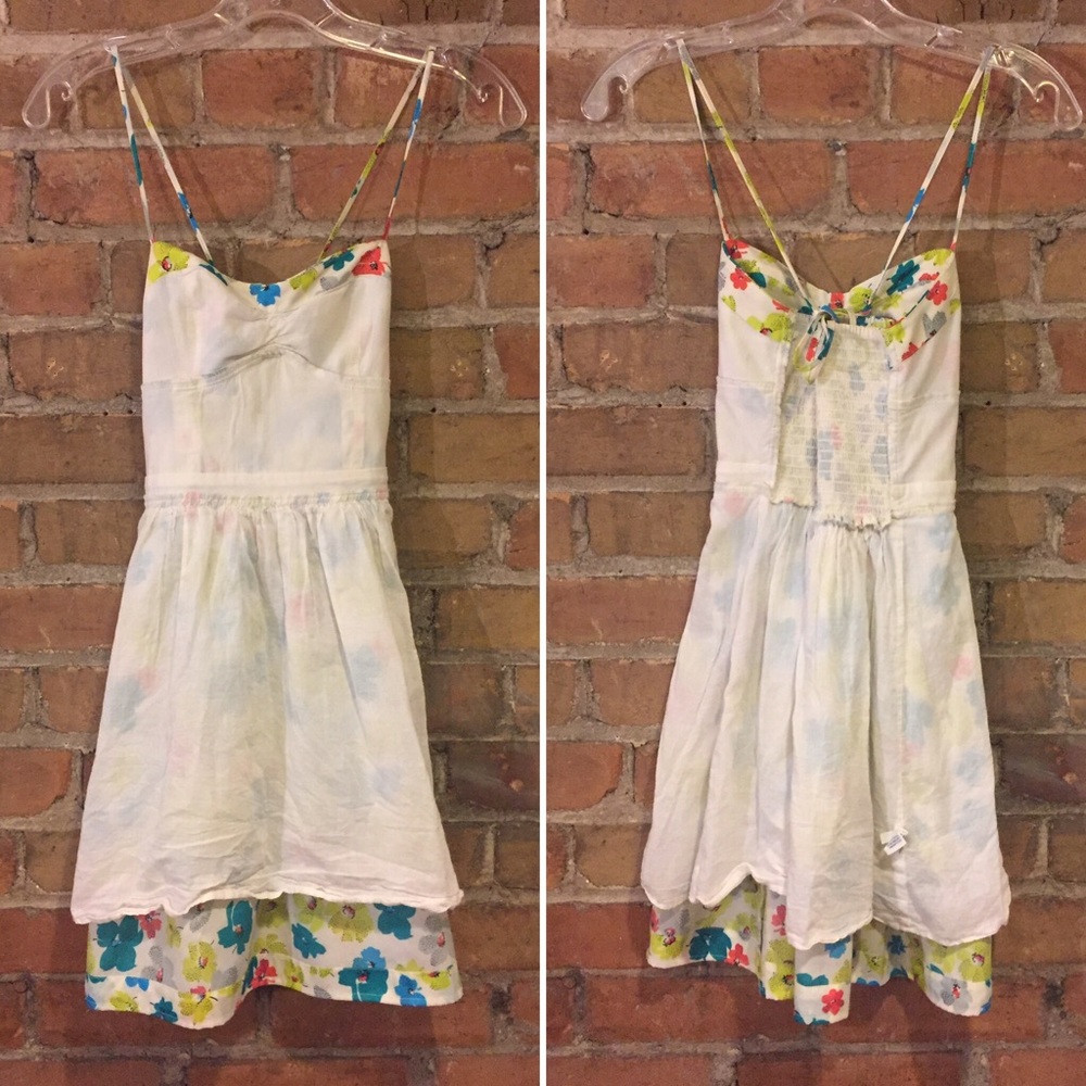 AEO White Floral Corset Top Summer Sundress - Picture 5 of 7