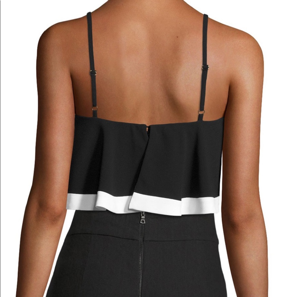 ✨BNWT✨ REHAB Black & White Flirty Ruffle Crop Top - Picture 2 of 3
