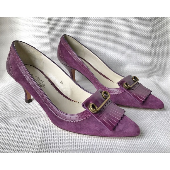 Lulu Guinness Shoes - Lulu Guinness Kitten Heel Suede Pumps