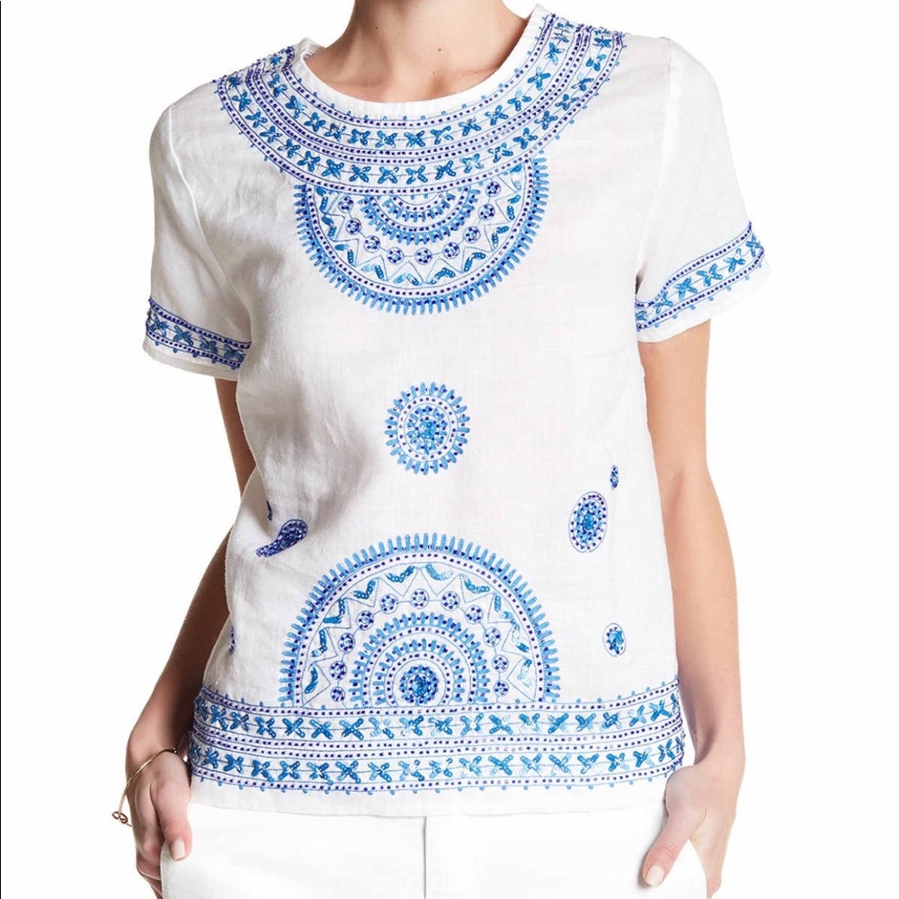 Tommy Bahama Glitter moon smock blouse  
Size L