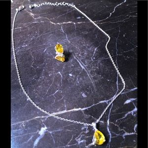 Faux Canary diamond earrings & necklace.