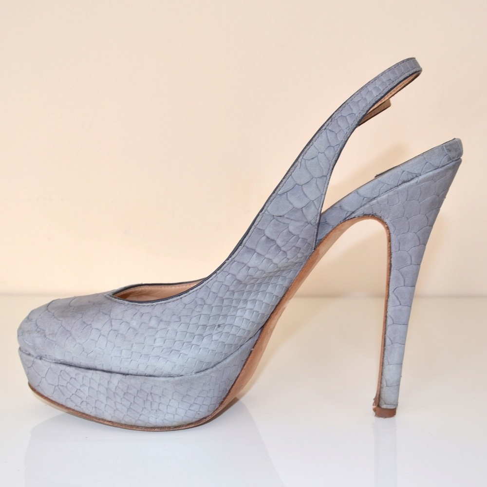 Barneys Lavender Snake Embossed Heels